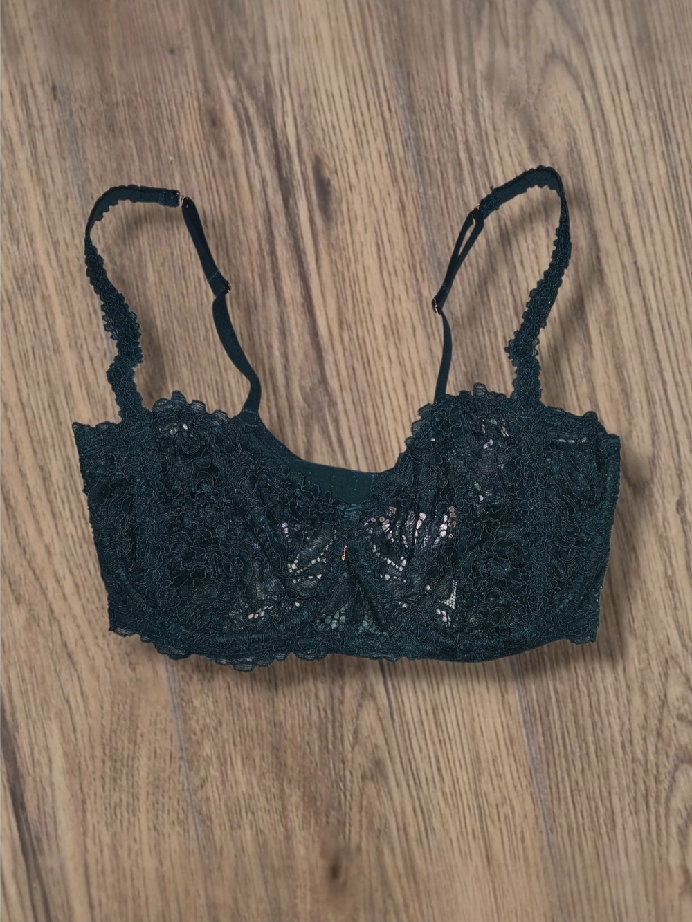 NWT Savage x Fenty Floral Lace Unlined Underwire Bra Emerald/Turquoise 32DDD/32F